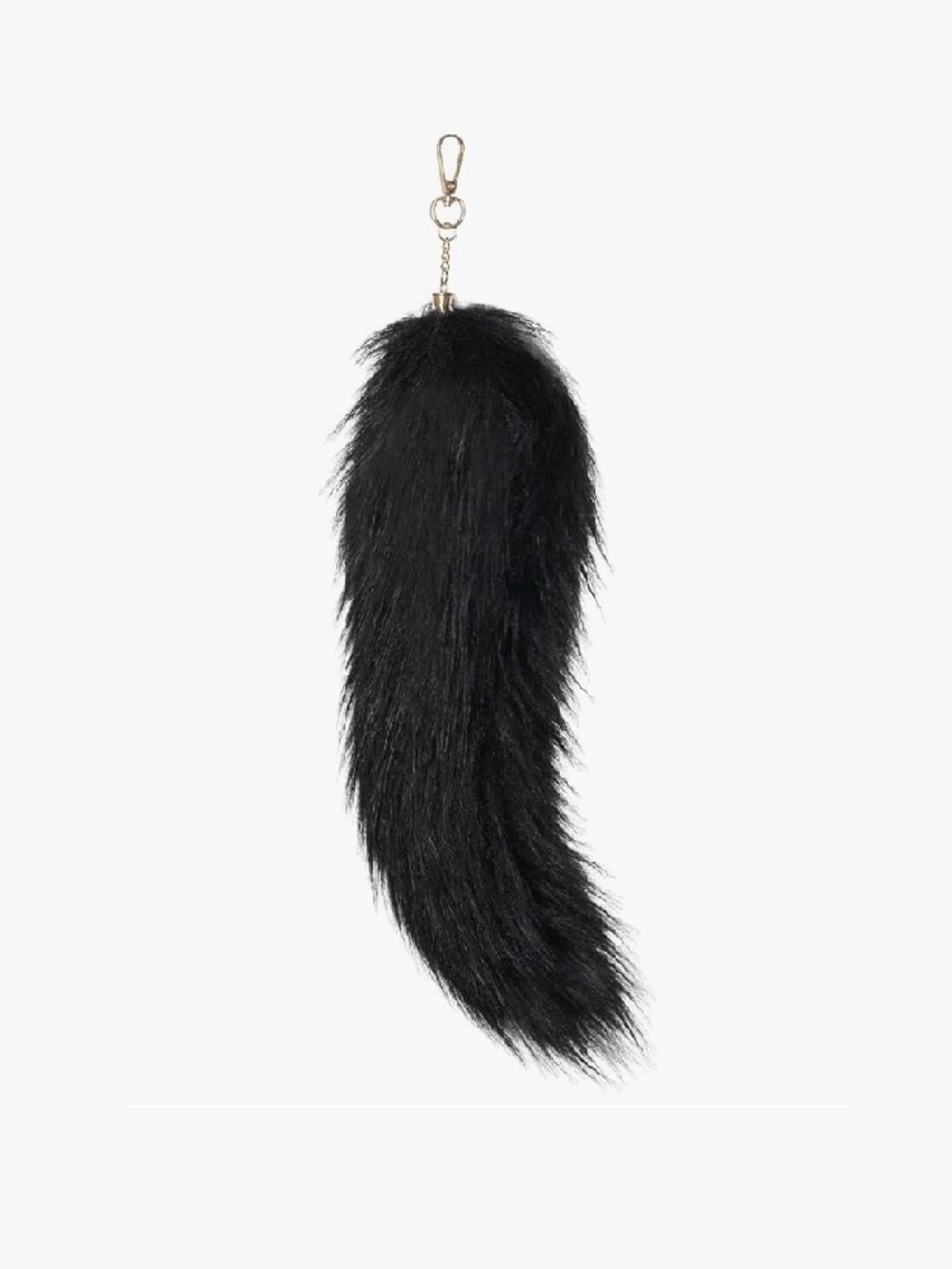 14” Black Faux Fur Tail keychain